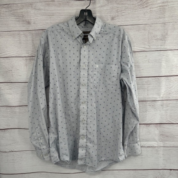 Ariat Stretch‎ Button Down Shirt Horseshoe Print Western Cowboy Mens Size Medium - Picture 1 of 10